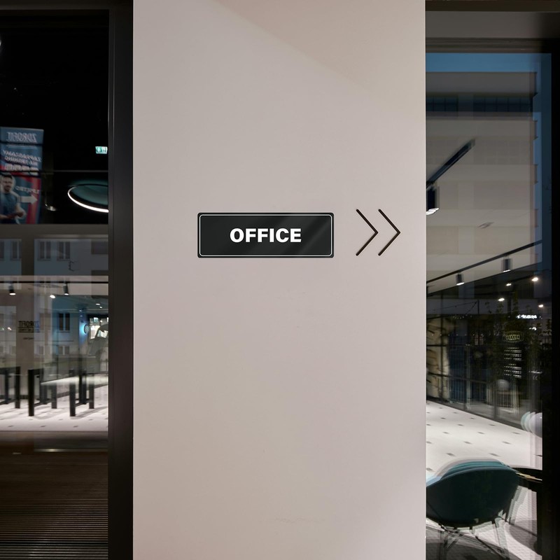 Office Sign Acrylic 9 x 3 Inches Self-Adhesive Waterproof Plastic
