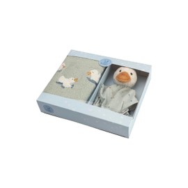 Edda Lou Duck Gift Set Consisting of Children's Towel and Small Comforter with Rattle from Birth