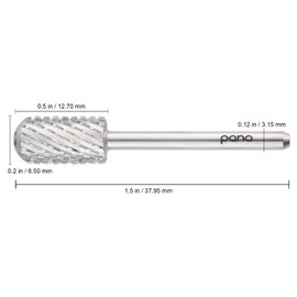PANA Smooth Top Large Barrel 1/8" Shank Size - (Silver, 2X Coarse Grit) - Fast remove Acrylic or Hard Gel Nail Drill Bit for Manicure Pedicure Salon Professional or Beginner