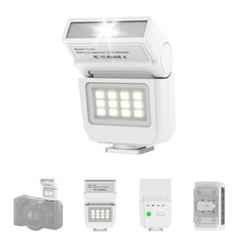 ULANZI SL03 Mini Camera Flash with Video Light, GN8 6500K Camera Speedlite Flash Units, 90° Adjustable, 4 Power Levels (1/8~1/1), Universal Single Contact Hot Shoe for Sony/Canon/Fuji DSLR, White