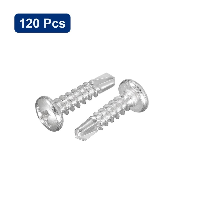sourcing map #6-1/2" Self Drilling Screws, 120pcs 410 Stainless Steel