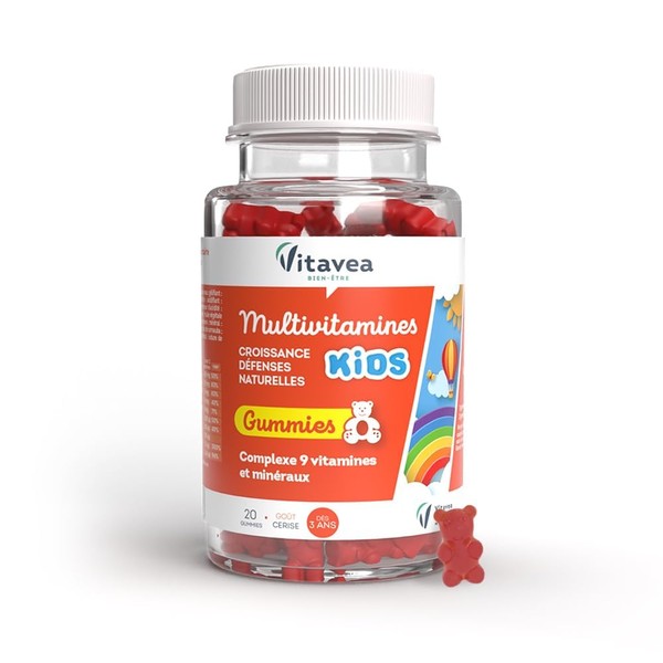 Vitavea - Multivitamines Kids Gummies - Complément Alimentaire Croissance Défenses Naturelles - Vitamine C et D, Iode, Zinc - Dès 3 ans - 20 Gummies - Cure de 10 à 20 jours - Fabriqué en Europe