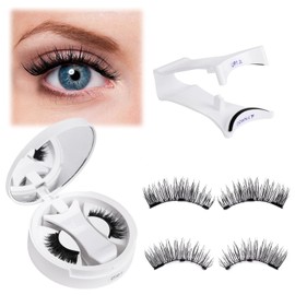 Magnetic Eyelashes with Applicator Kit, Reusable Magnetic Lashes without Eyeliner,With Applicator and Mirror, Glue-free False Lashes, Lightweight, Suit for Natural Makeup Black Faux Cils