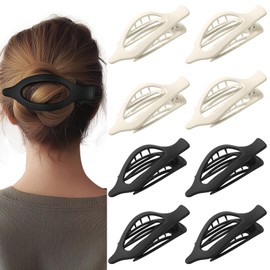 8 Pack Black and White Flat Hair Clips – Matte French Claw Clips for Women, Neutral Non-Slip Hair Accessories for Daily Styling, Strong Hold Minimalist Barrettes for Work or School