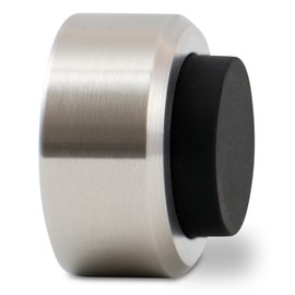 Stoppwerk Door Stop Wall Mounted - Stainless Steel Door Stoppers with Rubber Buffer - Small, Decorative Door Stopper incl. Screws - Ø3.2cm H: 2cm