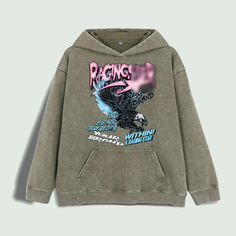Raging Star Graphic Hoodie 100% Cotton US Warehouse 6 ColorsColor: