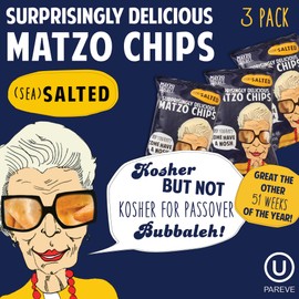 The Matzo Project Crispy Matzo Chips, Sea Salt Flavor, Vegan, Nut Free, Back-to-School Snack Packs, 3-Pack, 6 oz. Each, Kosher but NOT Kosher for Passover