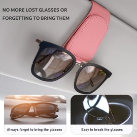 Simket Sunglass Clips for Car Visor, 2pack Magnetic Leather Glasses Eyeglass Hanger Clip for Car, Universal Sunglass Visor Holder Car Visor Accessories