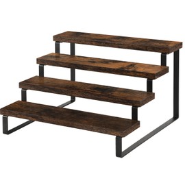 YINMIT Wooden Display Riser Stand, Tiered Perfume and Cologne Organizer Stand, 4 Tier Spice Rack Organizer, Rustic Display Shelf for Candles (4 Tier)