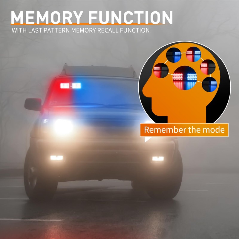 Nilight Red Blue 48LED Visor Strobe Lights Interior Windshield Emergency