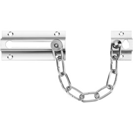 Stainless Steel Door Lock Chain - Door Chain for Front Door - Chain Lock with Screws - Spring Anti-Theft Snap Lock - Sliding Bolt Guard - for Home & Hotel Security