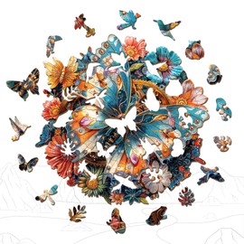 SECOGM Wooden Puzzles for Adults - Mechanical Butterfly Puzzles for Adult - Unique Animal Shape Wood Puzzles - Birthday Gifts for Puzzle Lovers, Family (11.4 * 11.4in-200 Pieces)