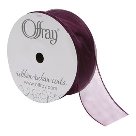 Berwick Offray Sensation Wired Edge Sheer Ribbon, 2-1/2" x 50 yd, Aubergine