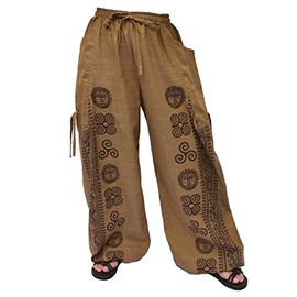 Siamrose Casual Yoga Harem Pants Men Women Baggy Lounge Trousers, 2 Pockets Adjustable Length Beige