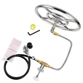 Duheri 12-inch LP Propane Gas Fire Pit Burner Ring Installation Kit, for Fire Pit Indoor Outdoor Camping Fireplaces with 1/2 Key Valve Air Mixer Valve Regulator Hose