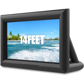 Garvee Inflatable Projector Screen,14FT Portable Blow Up Outside Projector Screen, Front & Rear Projection, with Rope, Air Blower, Ground Nails and Carry Bag, for Football, Backyard, Theater