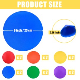 MIVERYEA Spot Markers for Sports 9 Inch, 12Pcs Non Slip Rubber Agility Poly Spots Marker Field Flat Cone for Kids Soccer Basketball Speed Training Outdoor Classroom