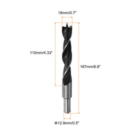 HARFINGTON Brad Point Drill Bits 18mm(45/64") Dia Straight Steel Round Shank Drill Metric Brad Point 4.7" Drilling Depth Spiral Twist Drill Bits for Carpenter Woodworking Plastic Rubber