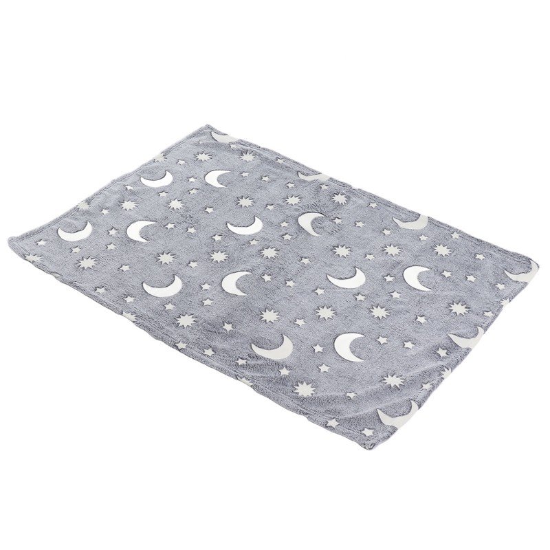 1.5x2m Luminous Blanket Double Side Flannel Star Moon Design Soft
