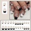 24Pcs Valentines Fake Nails Black White French Tip Press on