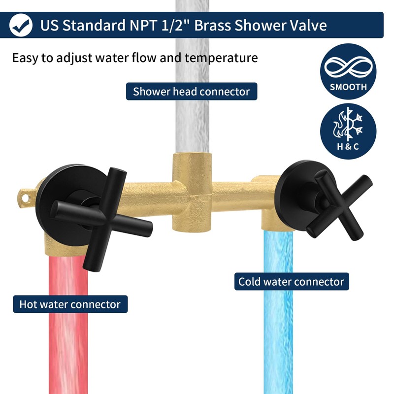2 Handle Shower Faucet Shower System Complete 2 in 1