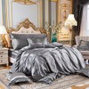 Soft Silky Satin Solid Color 3-Piece Bedding Set - 1