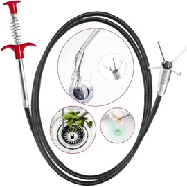 Drain Snake - 61" Flexible Hair Drain Clog Remover Tool with 4 Claws, Bendable Hose for Sink, Shower, Toilet & Bathtub, Unclog Drains Quickly, Easy to Use Shower Drain Cleaner and Sink Snake Tool.