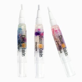 Classy Cuticles | Hand Blended Cuticle Oil | Vitamin E, Jojoba, and Argan Oil | 5 mL Brush Pen | Fantasy Variety Pack | Love Potion, Vanilla Nights, Unicorn | Pack of 3