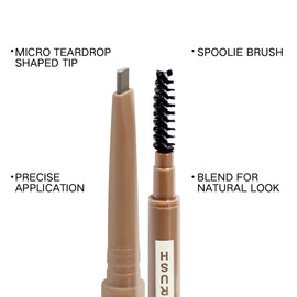 Music Flower Dual Ended Eyebrow Pencil with Spoolie Brush Natural Fills and Defines Brow,Grey