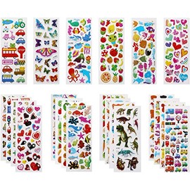 Pegatinas para Niños 500+ 3D Puffy Pegatinas, 22 Hojas Kid Stickers, Variedad de Pegatinas para Regalos Gratificantes Scrapbooking Que Incluye Animales, Peces, Dinosaurios, Números, Frutas, Aviones y Más