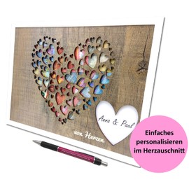 Wunscherfüller Geldgeschenk Hochzeit mit Herzmotiv im Bilderrahmen I Hochzeitsgeschenke I Geburtstag I Geldgeschenke I Geldverpackung I Geschenk I Geld von Herzen verschenken
