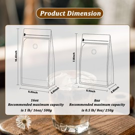 EIOFG Packaging Kraft Paper Coffee Bags with Valve(8oz/ 0.5lb, 100PCS), High Barrier Aluminum Foil Resealable Bags for Coffee Beans Storage, Heat Seal Flat Bottom Stand Up Coffee Pouches(Kraft Paper)