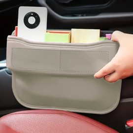 msyuusr Car Seat Gap Filler Organizer, Front Seat Leather Storage Box, Car Organizers and Storage, Car Accessories for Women Men, Car Seat Gap for storage Phones, Glasses, Keys, Cards (Beige)