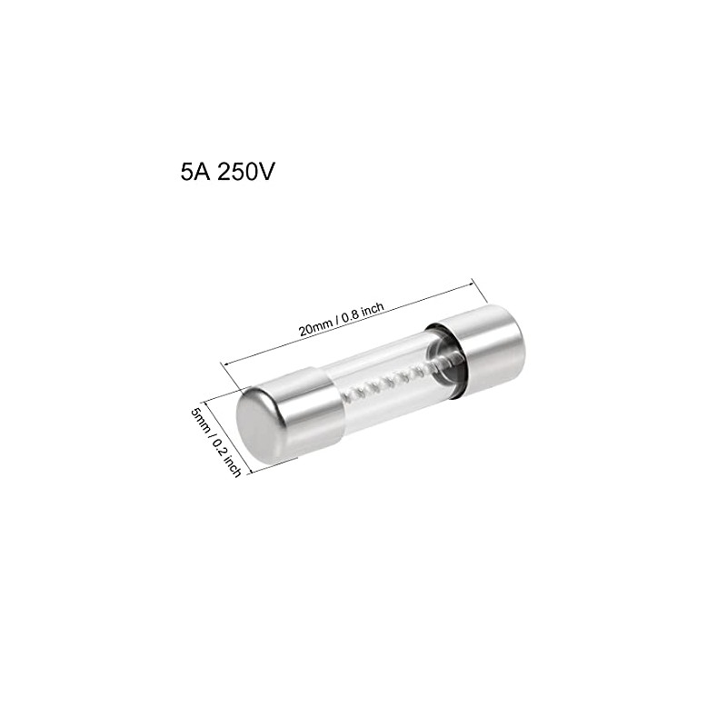 uxcell Automotive Cartridge Fuses 5A 250V 5x20mm Slow Blow Replacement