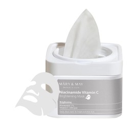Mary&May Niacinamide Vitamin C Mask | 30 Sheets | Daily Korean Face Mask | Hydrates, Boosts Elasticity, Strengthens Skin Barrier & Reduces Dark Spots | Moisturizing & Firming Sheet Mask