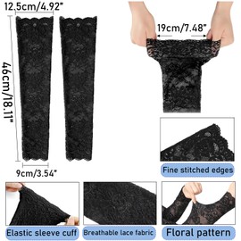 JK Home 2 Pairs Lace Arm Sleeves For Women, Floral Long Fingerless Lace Gloves for Bridal Opera Tea Party, Sun UV Protection Driving Elbow Length Mesh Cooling Gloves White Nude Pink