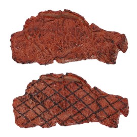 VICASKY 2 x Food Model Lifelike Food Toy Fake Steak Faux Steak Model Fake Meat Food Model Decorative Food Model Pretend Plastic Brown