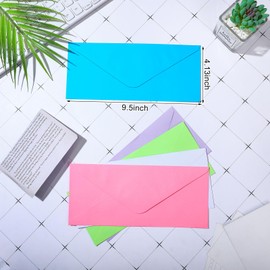 500 Pcs #10 Business Envelopes Adhesive Standard Envelopes Colored Envelopes for Office Check Invoices Letters Letterhead Invitations Announcements 4-1/8 x 9-1/2'' (Cute Color)