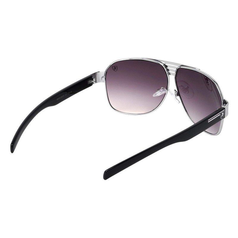 Khan Soar - Rounded Aviators Sunglasses (Smoke Silver)
