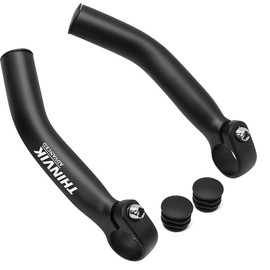 Thinvik Bike Bar Ends, Aluminium Alloy MTB Bicycle Bar Ends, One-piece Forging Bike Handlebar Ends, Matte Black - basic