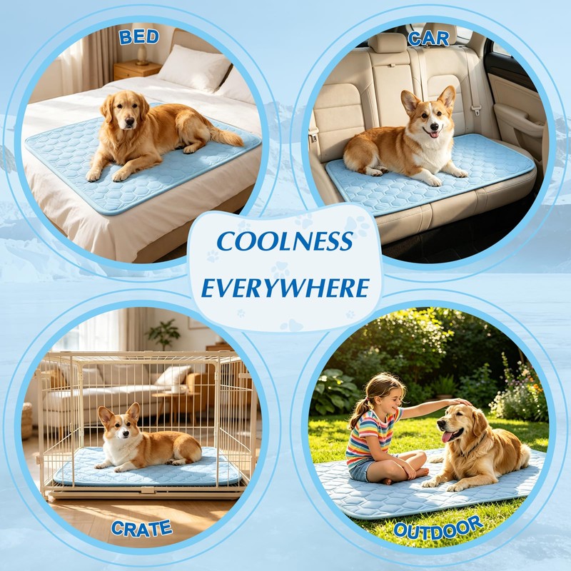 Cooling Mat for Dogs & Cats, Thick Breathable Dog Cooling