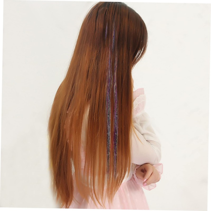PACKOVE 10Pcs Glitter Hair Tinsel Extensions Sparkling Clip Hair Pieces