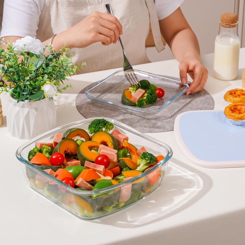 NUTRIUPS Glass Baking Dish with BPA Free Lids, Square Baking
