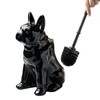 Comeon Ceramic Dog White/Black Toilet Brush and Holder Set, Plastic