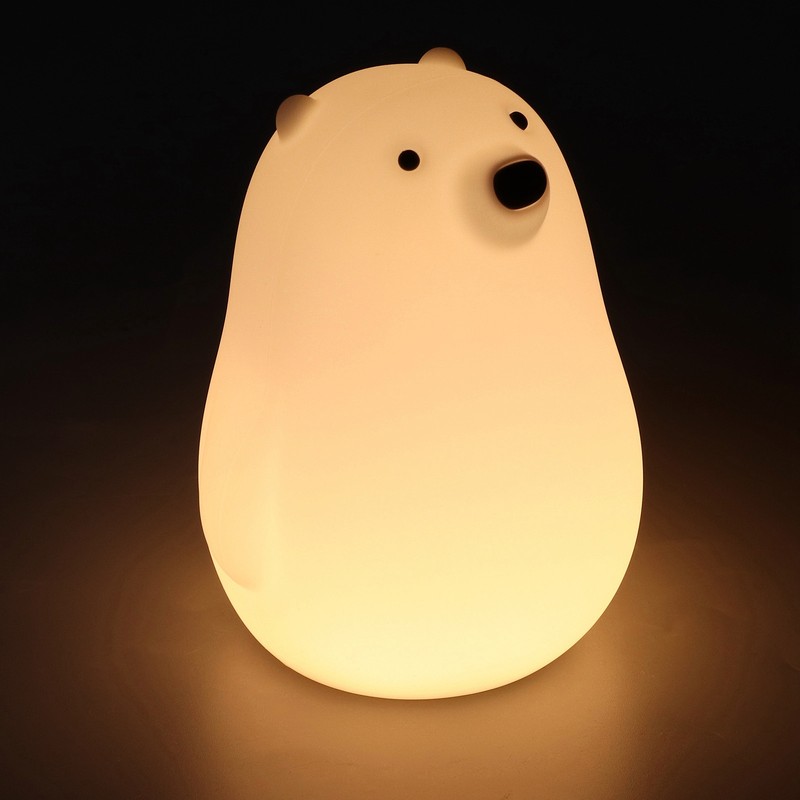 LED Night Light Cartoon White Bear Baby Pat Light USB