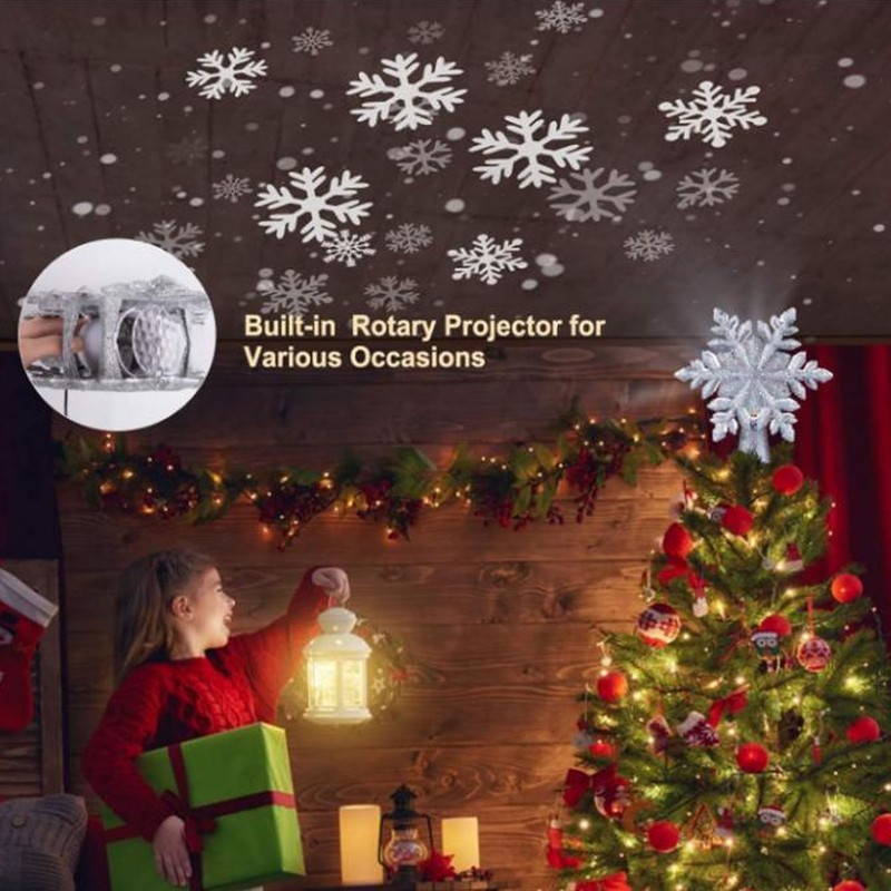 Silver Snowflake Christmas Tree Topper Lighted 3D PVC Christmas Tree