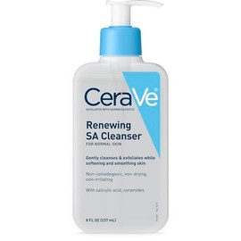CeraVe Salicylic Acid Cleanser - 8 onzas | Renovación de lavado facial exfoliante con vitamina D para pieles ásperas y con baches | El embalaje puede variar