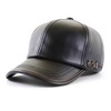 Ueither Men's Adjustable Baseball Cap PU Leather, black