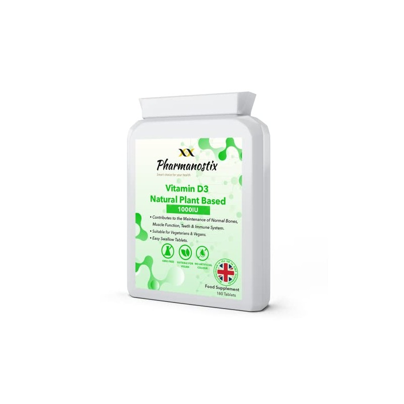 Vitamin D3 Natural Plant Based 25µg (1000 IU) Easy Swallow