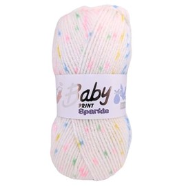 WoolCraft Baby Prints Sparkle DK Knitting & Crochet Yarn, Great Value Yarn Available in Pastel Shades with Added Sparkle, 95% Acrylic & 5% Lurex, 215 Metres, 100g Balls, Pack of 3, Dolly Mixture